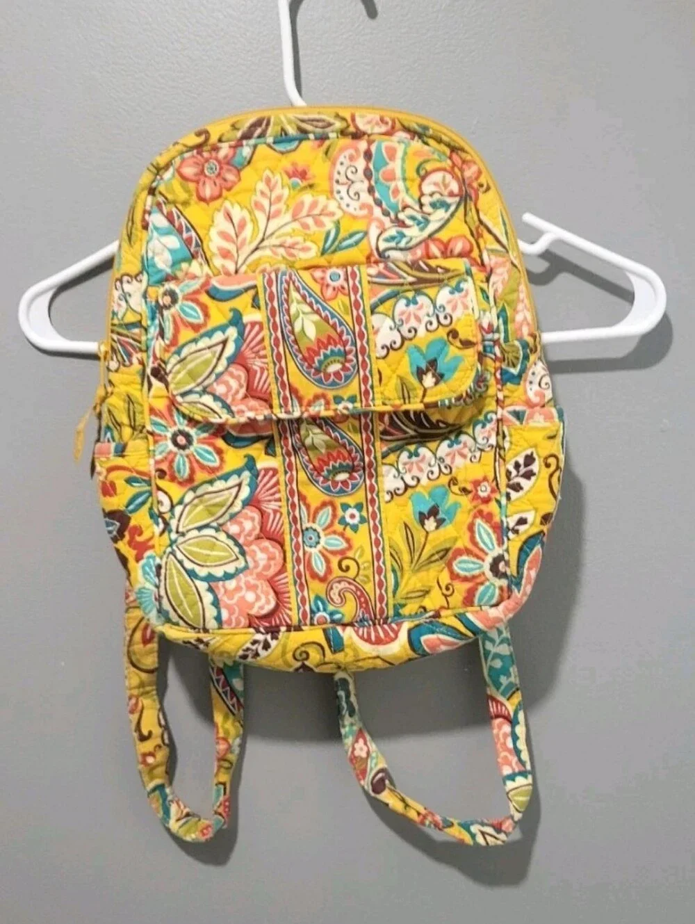 VERA BRADLEY Yellow Floral Mini Quilted Backpack